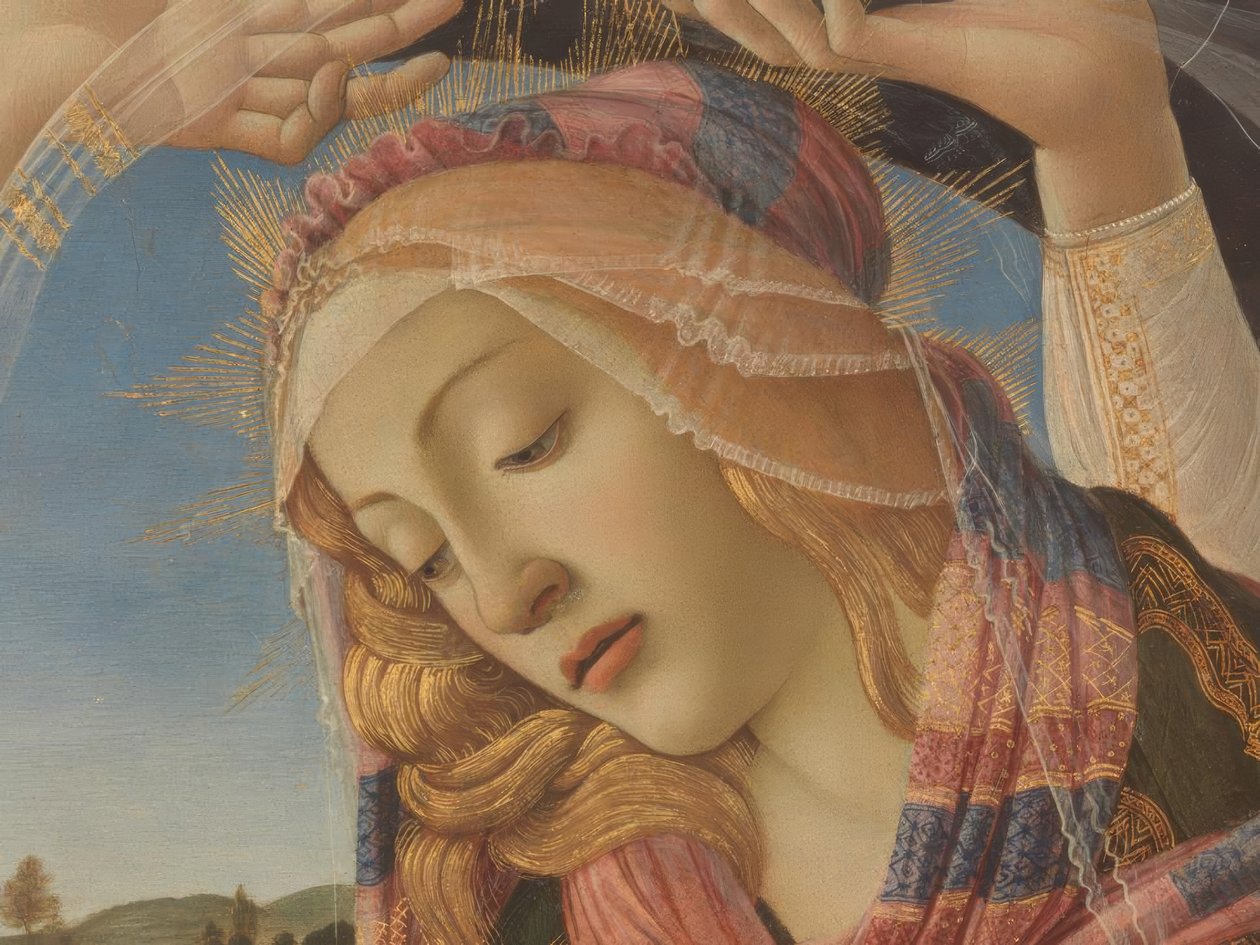 Maria com criança e cinco anjos de Alessandro Filipepi