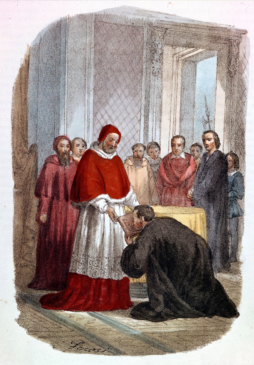 Clemente VII (1478 - 1534, Jules de Medicis) aceita a dedicação das "Histórias Florentinas" de Niccolo di Bernardo dei Machiavelli (Nicolas Machiavel de Alessandro Focosi