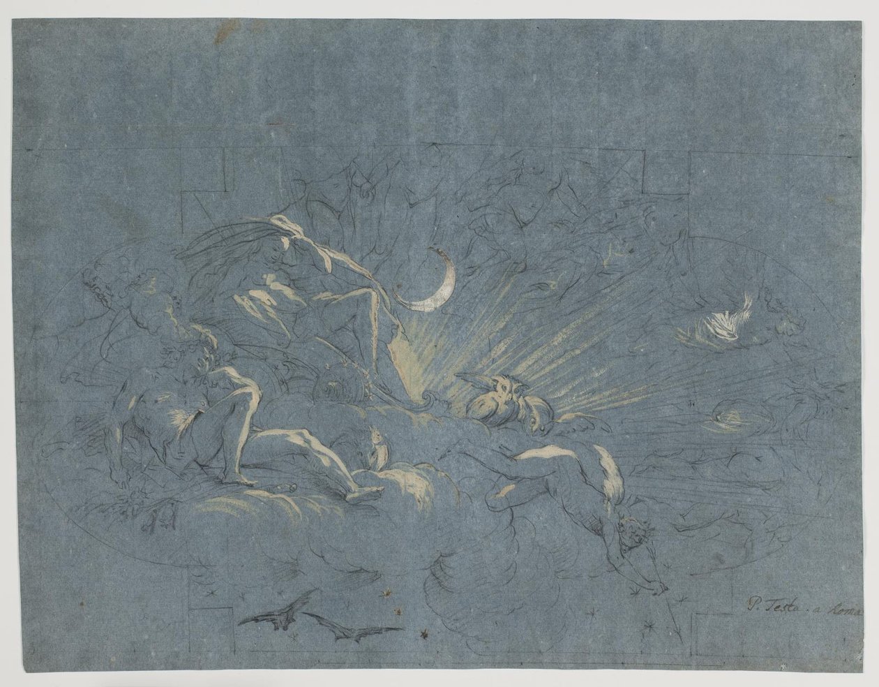 Selene e Endymion, projeto para pintura de teto de Alessandro Gherardini