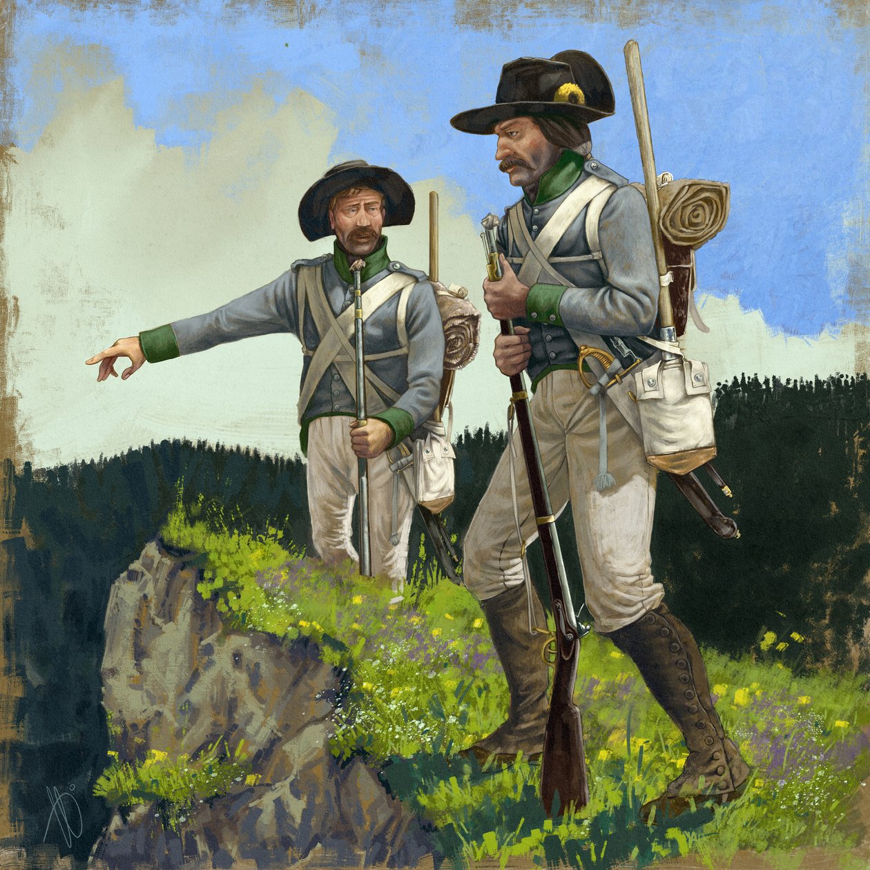Pioneiros austríacos da perlustração, cerca de 1809, 2018 de Alessandro Lonati