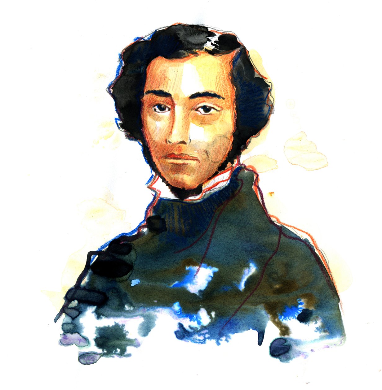 Charles-Alexis-Henri Clerel de Tocqueville (1805-59) - Retrato de Alexis de Tocqueville (Alexis Charles Henri Cleral de Tocqueville) (1805 - 1859), historiador e político francês de Alessandro Lonati