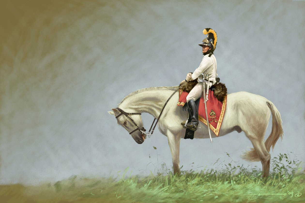 Primeiro Império: soldado da cavalaria austríaca. Desenho de Alessandro Lonati de Alessandro Lonati