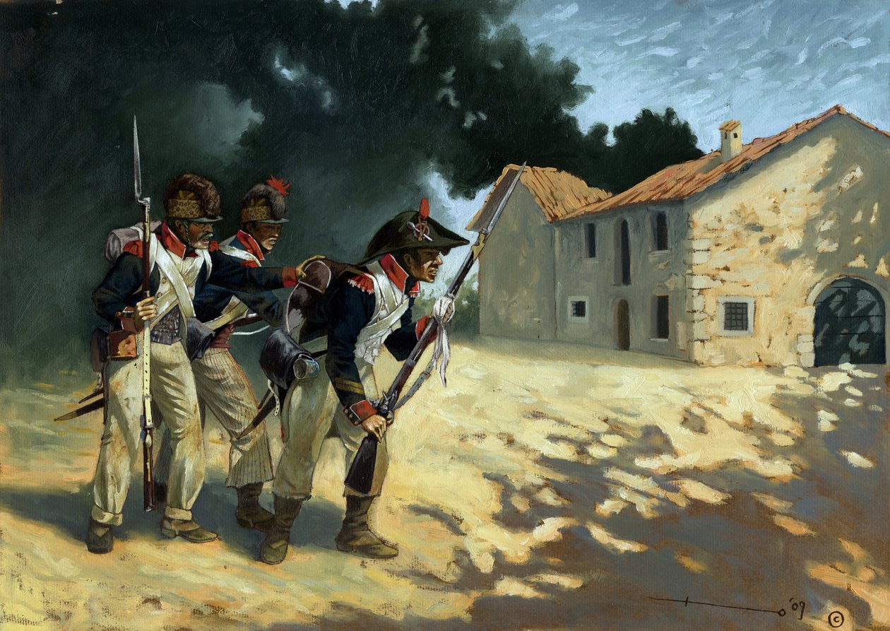 Primeiro império: Grenadiers da infantaria francesa em patrulha durante as campanhas italianas. Desenho de Alessandro Lonati de Alessandro Lonati