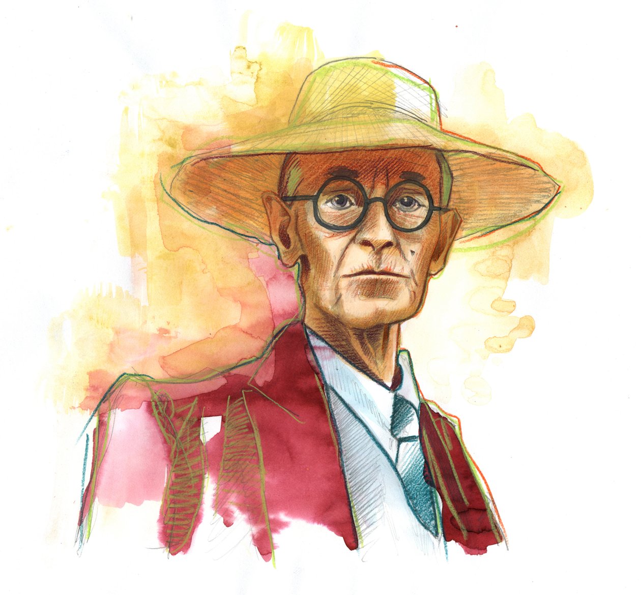 Hermann Hesse (1877-1962), romancista, poeta e ensaísta alemão, depois suíço - Ilustração de Alessandro Lonati de Alessandro Lonati
