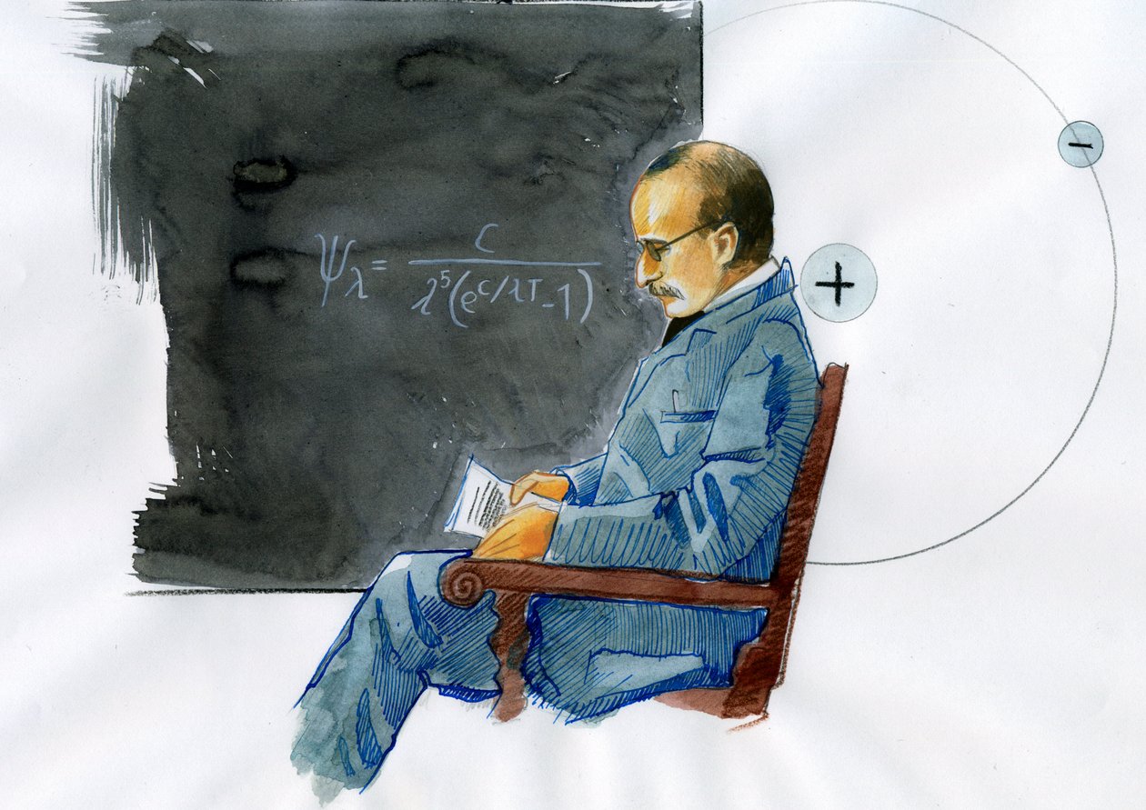 Max Planck, físico alemão (Retrato do físico alemão Max Planck (1868-1947)) de Alessandro Lonati