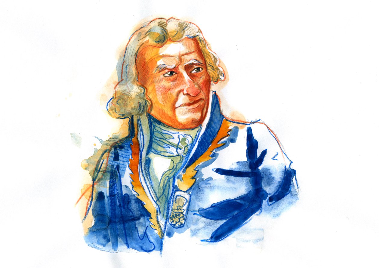 Retrato do Barão Antoine Augustin Parmentier (1737-1813), farmacêutico, dietista e agrónomo francês (Antoine-Augustin Parmentier, promotor vocal da batata como fonte alimentar para o homem em França e em toda a Europa) de Alessandro Lonati