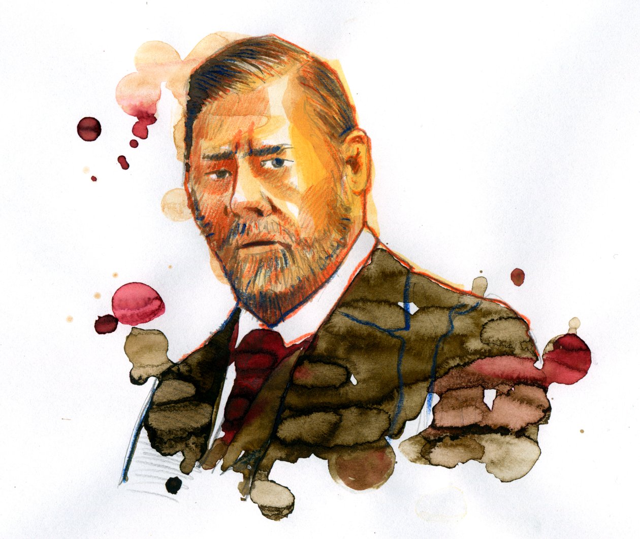 Retrato de Bram STOKER (1847-1912), escritor irlandês autor de "Drácula" (Retrato do autor irlandês Bram Stoker) de Alessandro Lonati