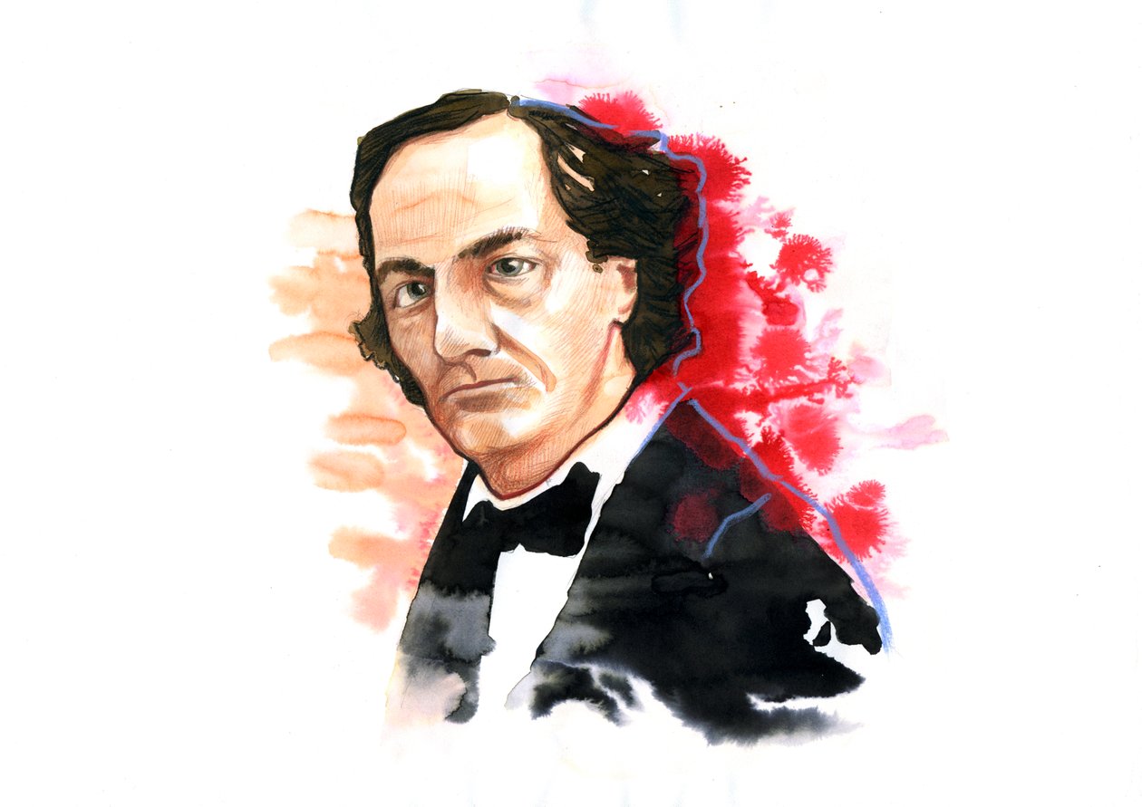 Retrato de Charles Baudelaire (1821-1867) (poeta francês Charles Baudelaire) Desenho de Alessandro Lonati de Alessandro Lonati