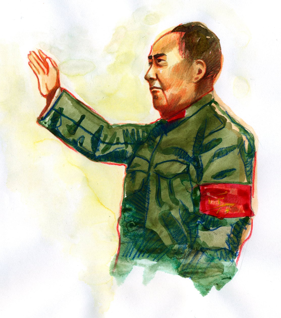 Retrato do revolucionário comunista chinês e do pai fundador da República Popular da China Mao Tse Tung de Alessandro Lonati