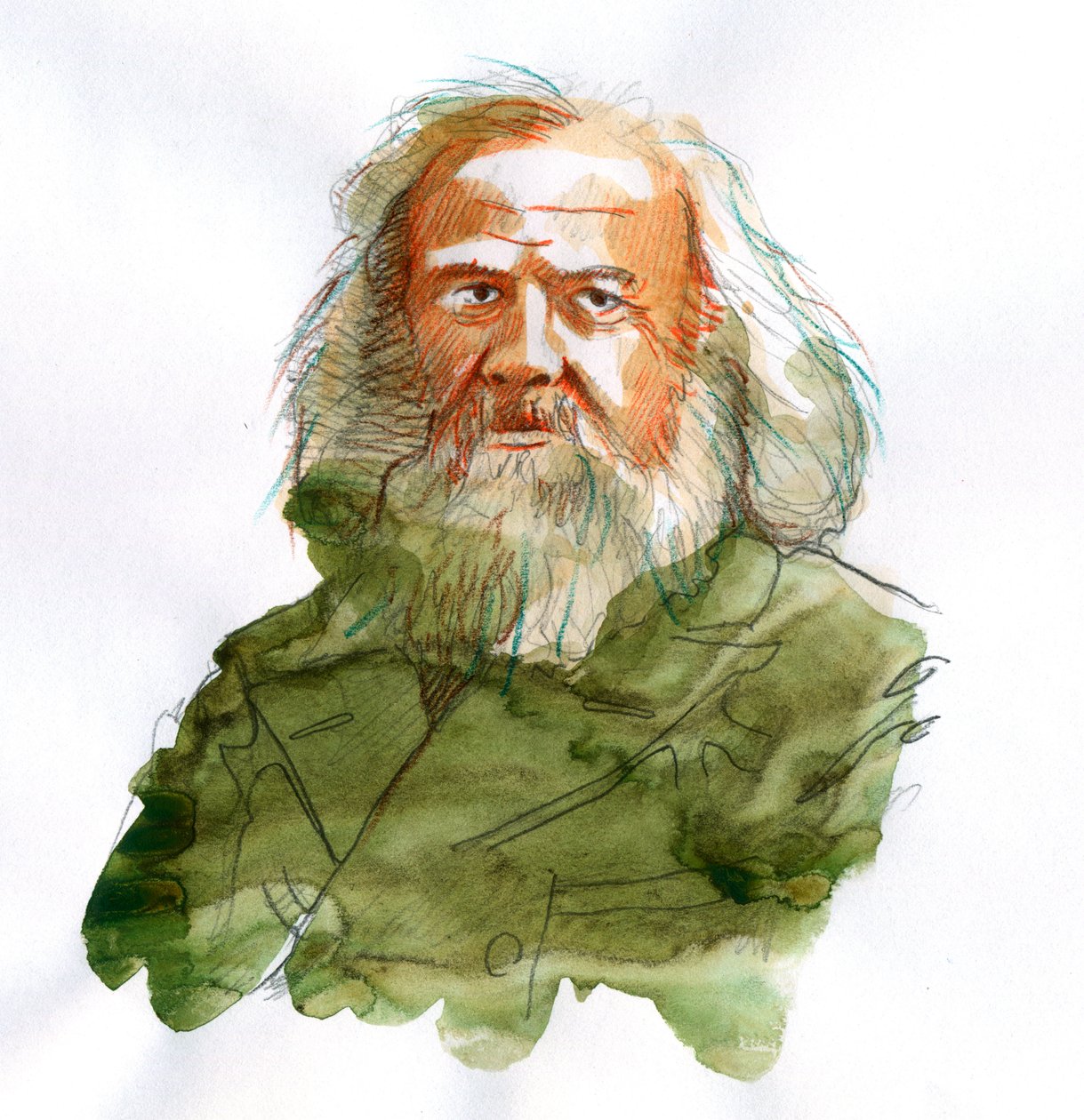 Retrato de Dimitri Ivanovich Mendeleiev, Mendeliev (ou Dmitri Mendeleev de Alessandro Lonati