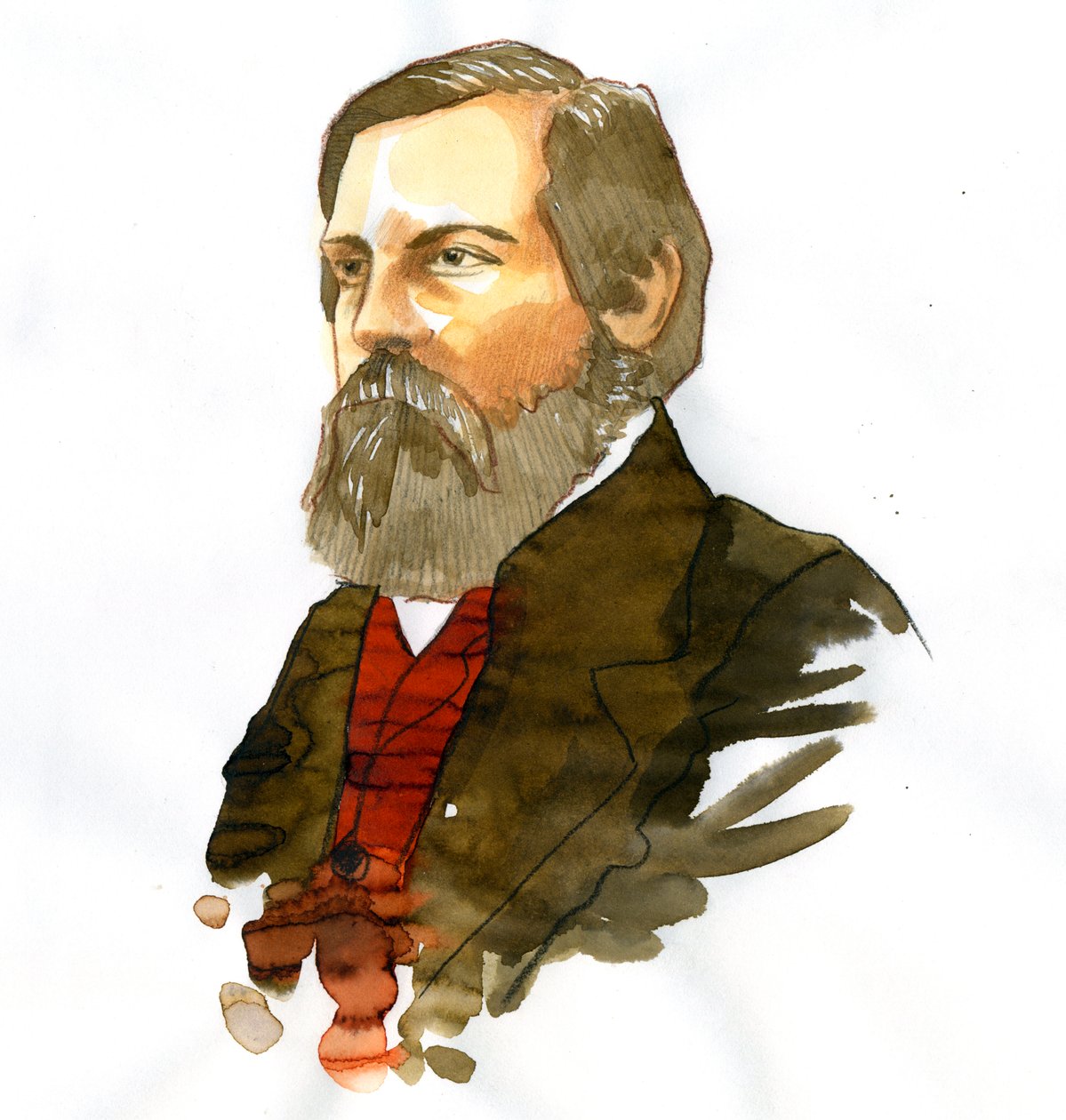 Retrato de Friedrich Engels (1820-1895), teórico e político socialista alemão de Alessandro Lonati