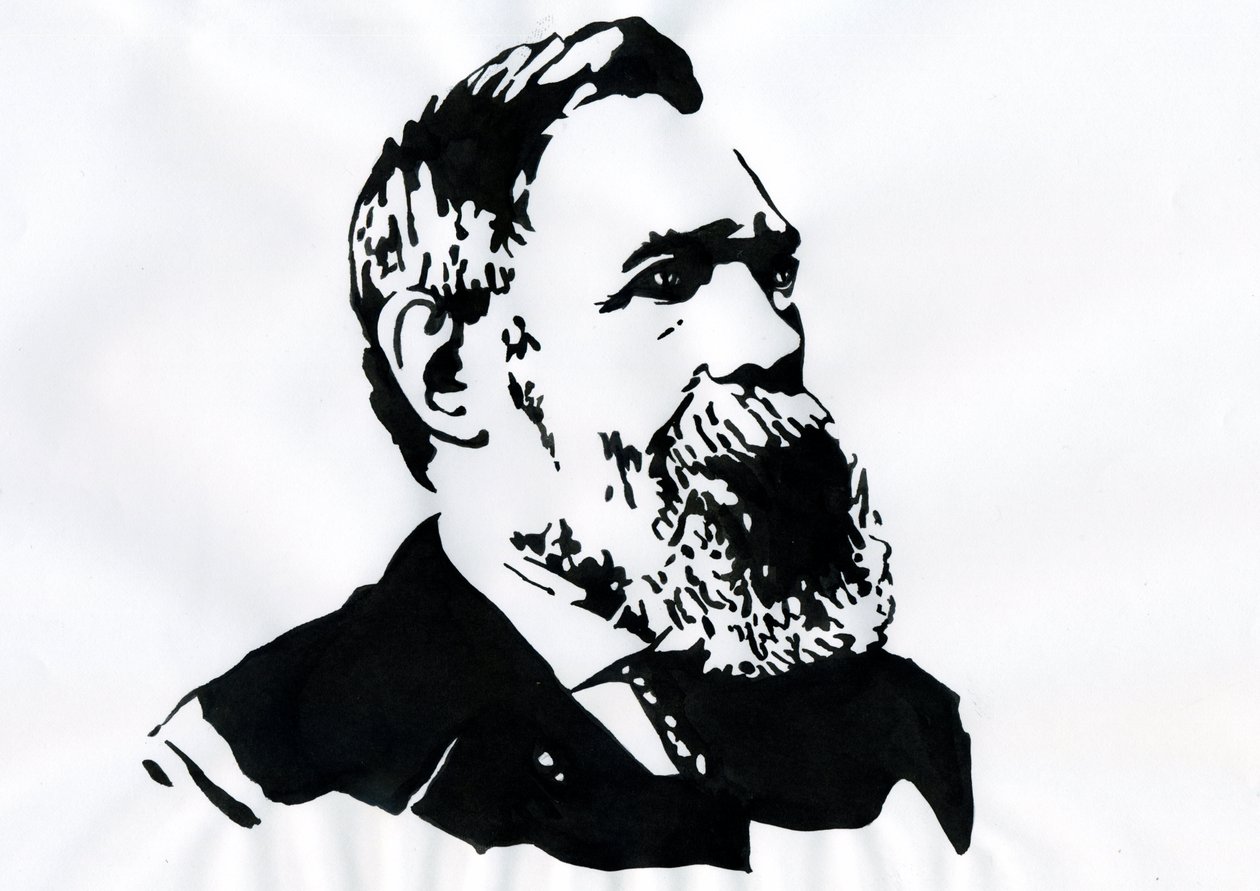 Retrato de Friedrich Engels (1820-1895), teórico e político socialista alemão (filósofo, cientista social e jornalista alemão Friedrich Engels) de Alessandro Lonati