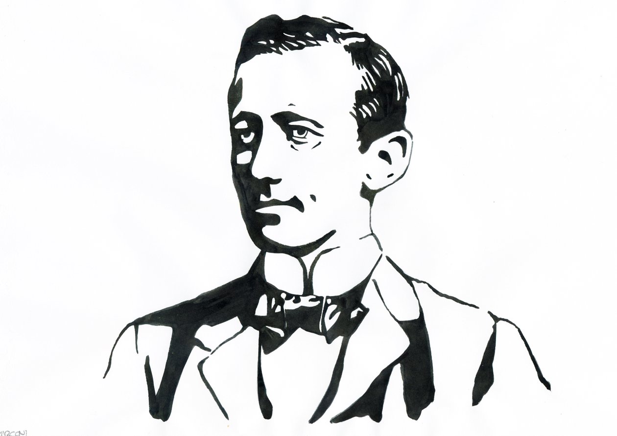 Retrato de Guglielmo Marconi (1874-1937), físico italiano, inventor do telégrafo de Alessandro Lonati