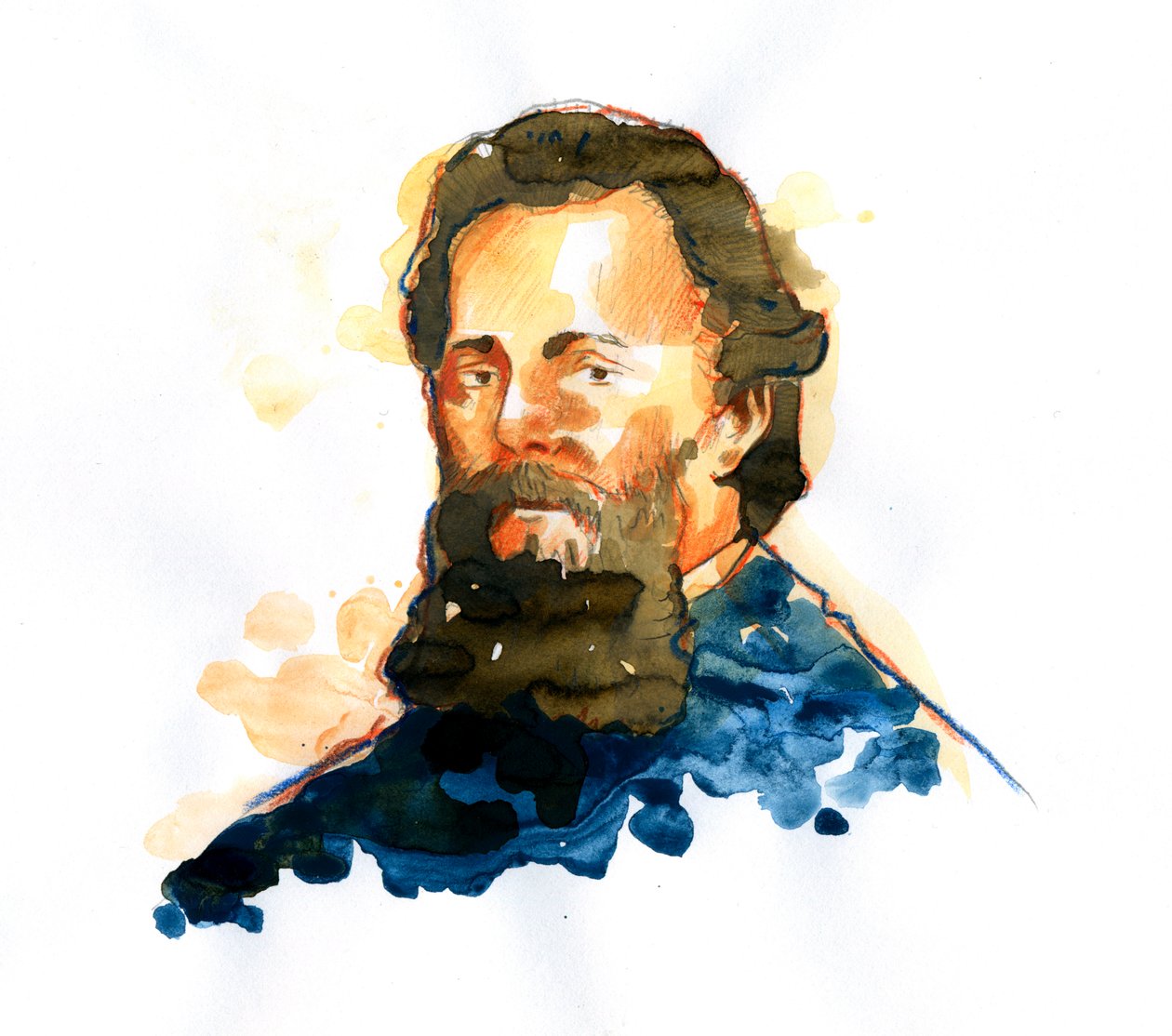 Retrato de Herman Melville (1819-1891) ensaísta romancista e poeta americano (Retrato do romancista americano Herman Melville) de Alessandro Lonati
