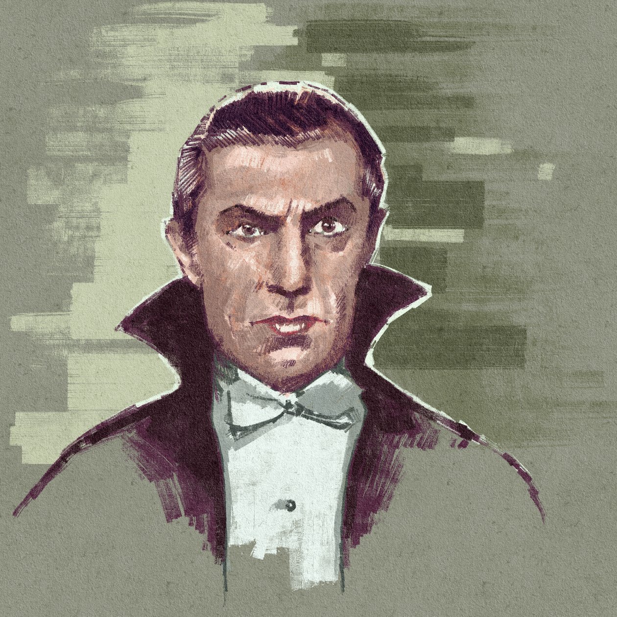 Retrato do actor húngaro Bela Lugosi como Conde Drácula (ilustração) de Alessandro Lonati