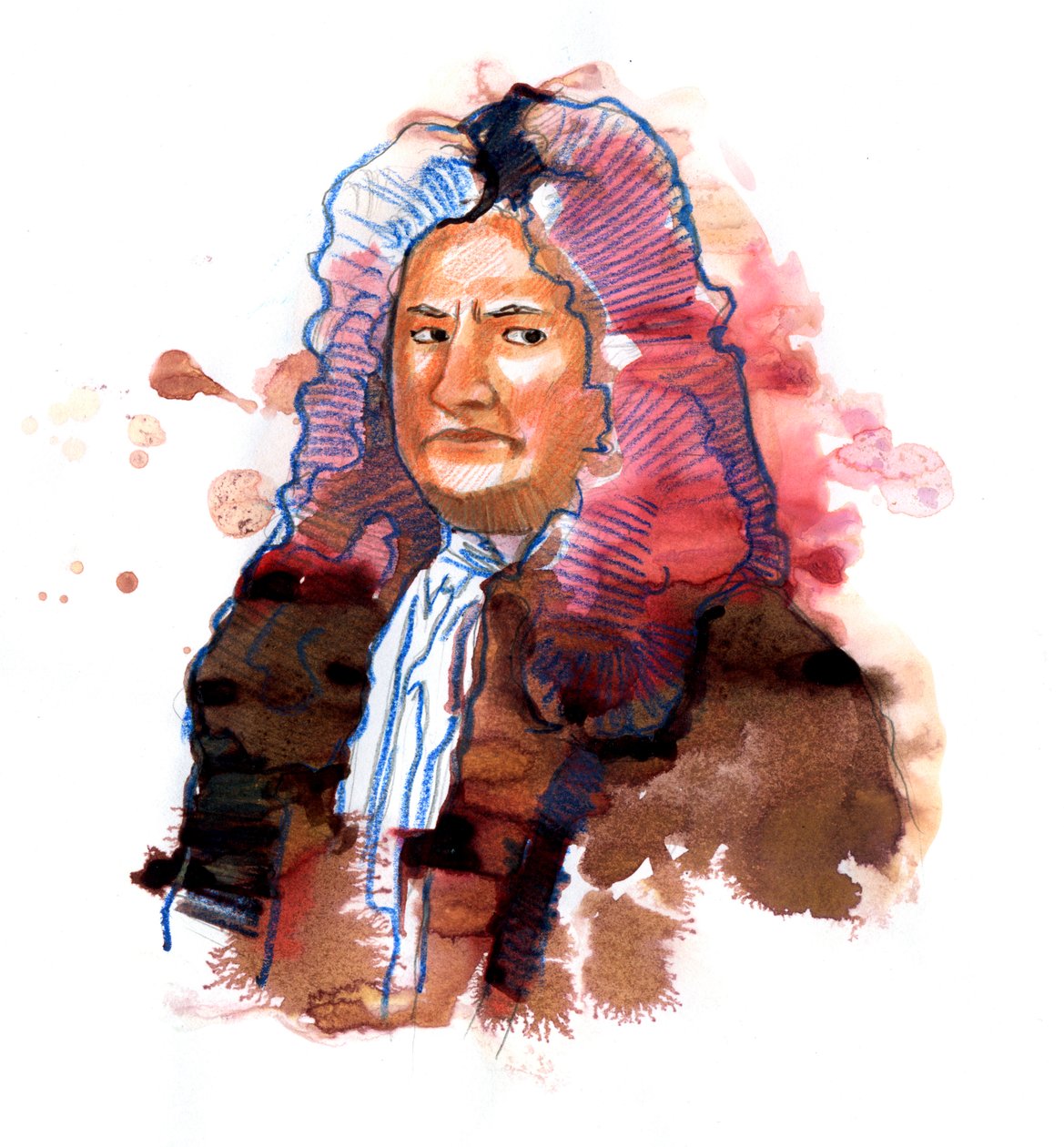 Retrato de Isaac Newton (1642-1727) filósofo, matemático, físico, alquimista, astrónomo e teólogo (Retrato de Isaac Newton físico e matemático inglês) de Alessandro Lonati