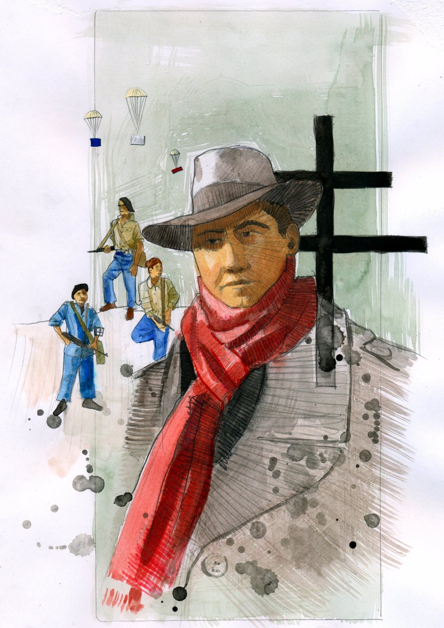Retrato de Jean Moulin, membro de destaque da Resistência em França durante a Segunda Guerra Mundial Ilustração de Alessandro Lonati de Alessandro Lonati