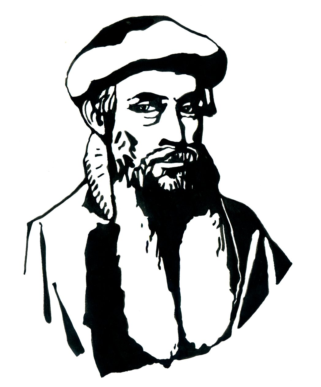 Retrato de Johannes Gensfleisch dit Gutenberg (1400-1468), Impressora alemã (Retrato de Johannes Gutenberg) Ilustração de Alessandro Lonati de Alessandro Lonati