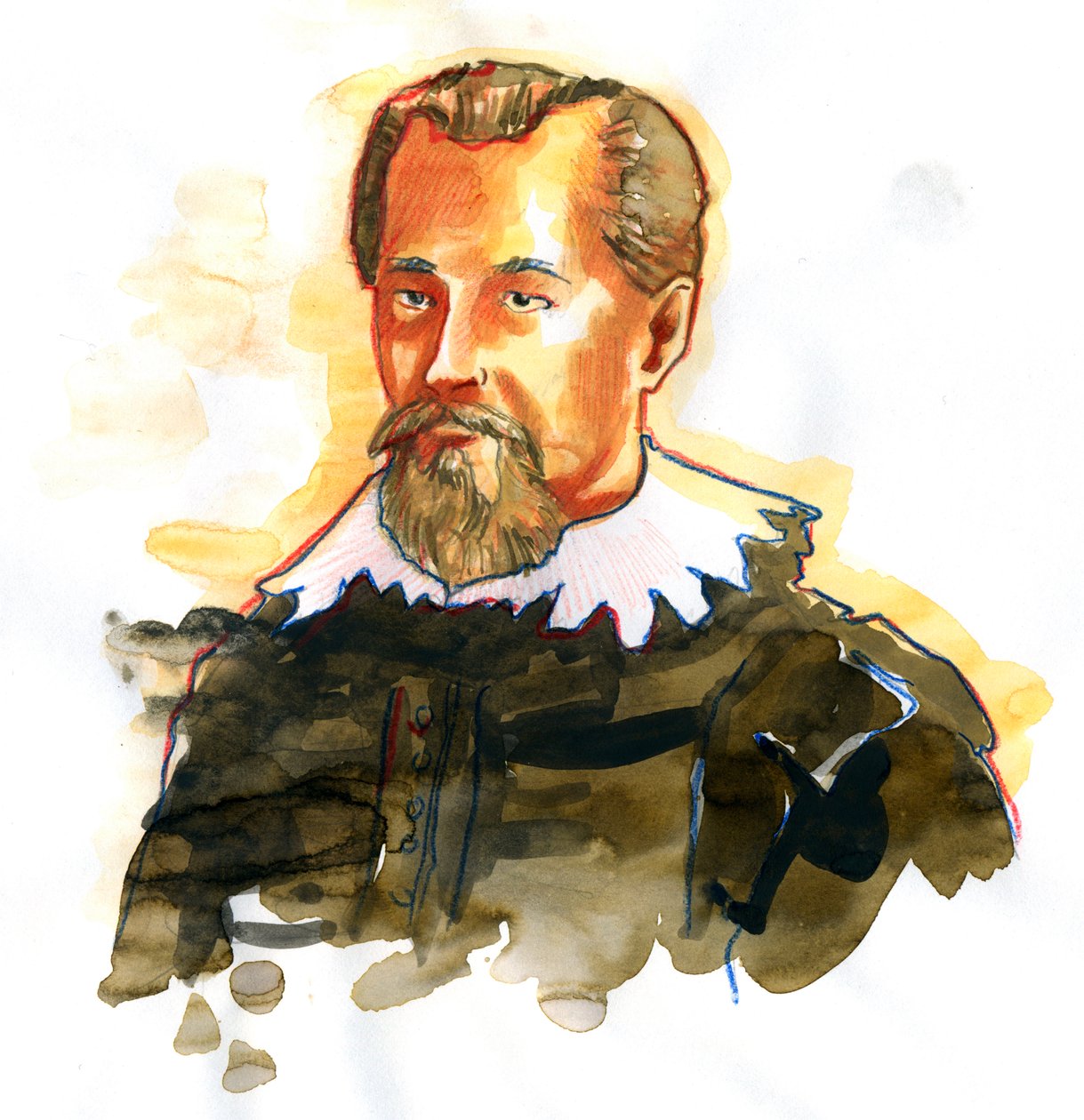 Retrato de Johannes Kepler (ou Keppler) (1571-1630) (Retrato do matemático, astrónomo e astrólogo alemão Johannes Kepler) de Alessandro Lonati