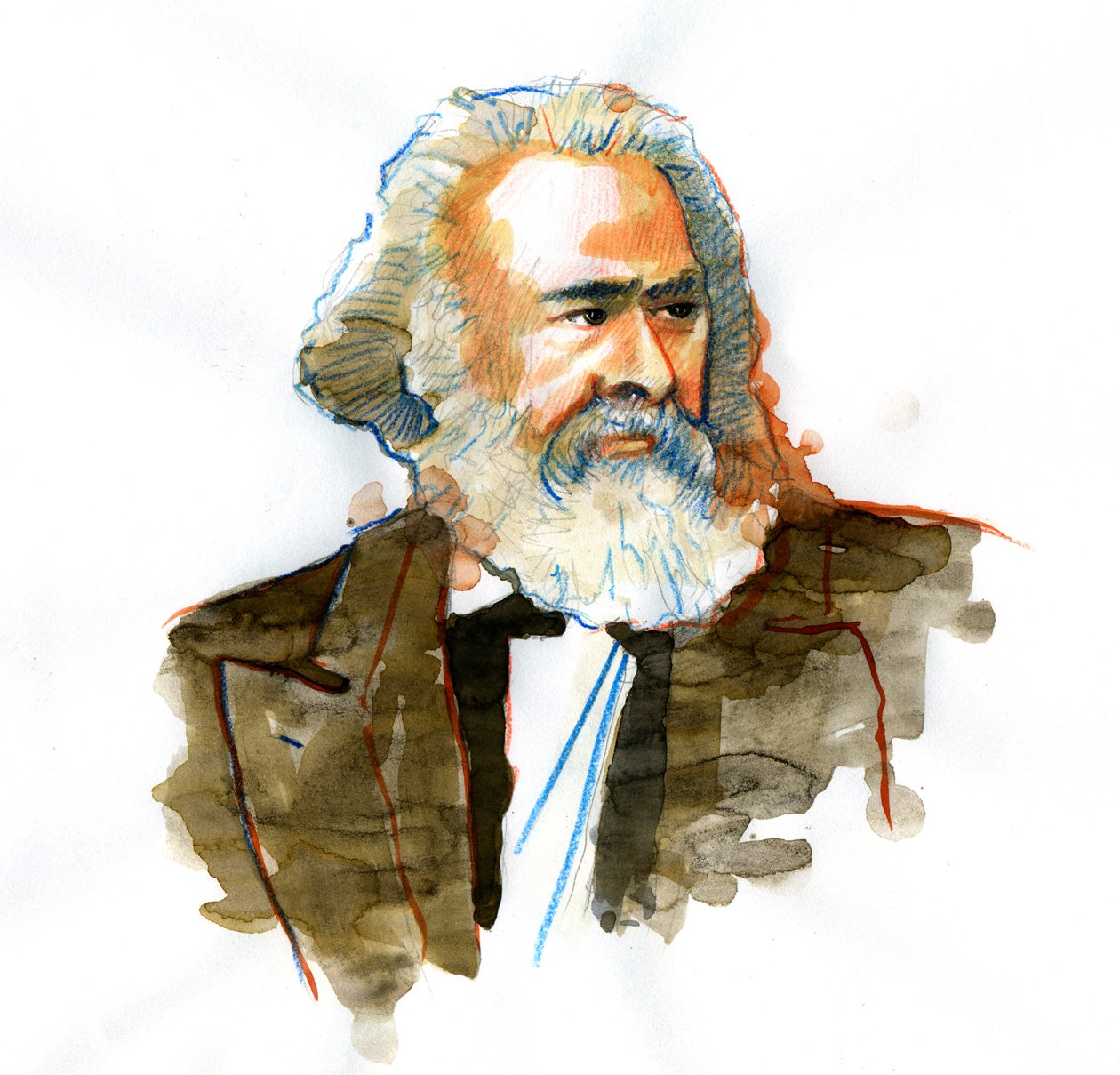 Retrato de Karl Marx (1818-1883), filósofo e teórico político de Alessandro Lonati