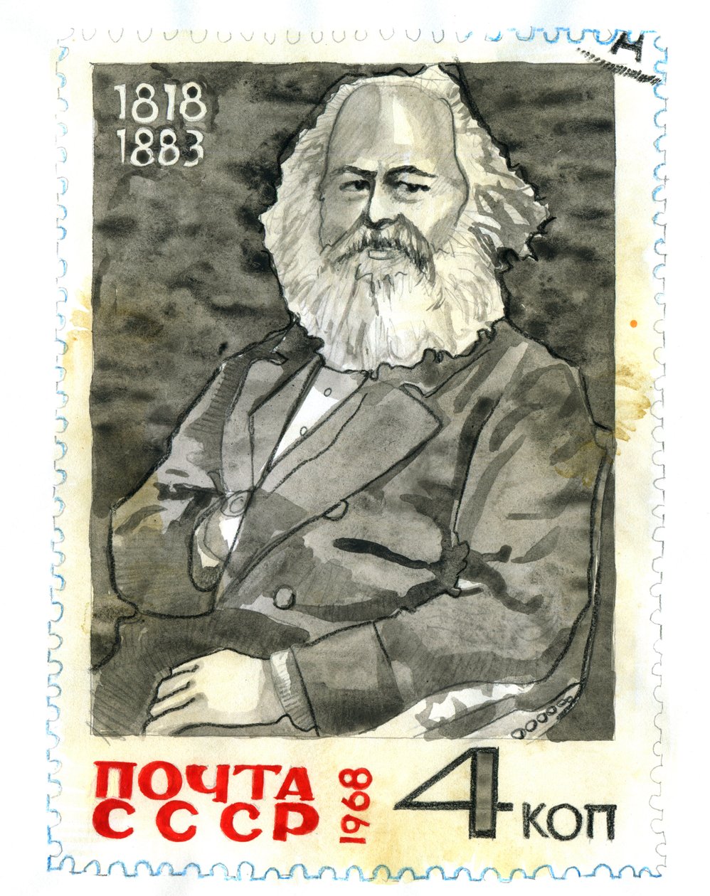 Retrato de Karl Marx (1818-1883), filósofo e teórico político de Alessandro Lonati