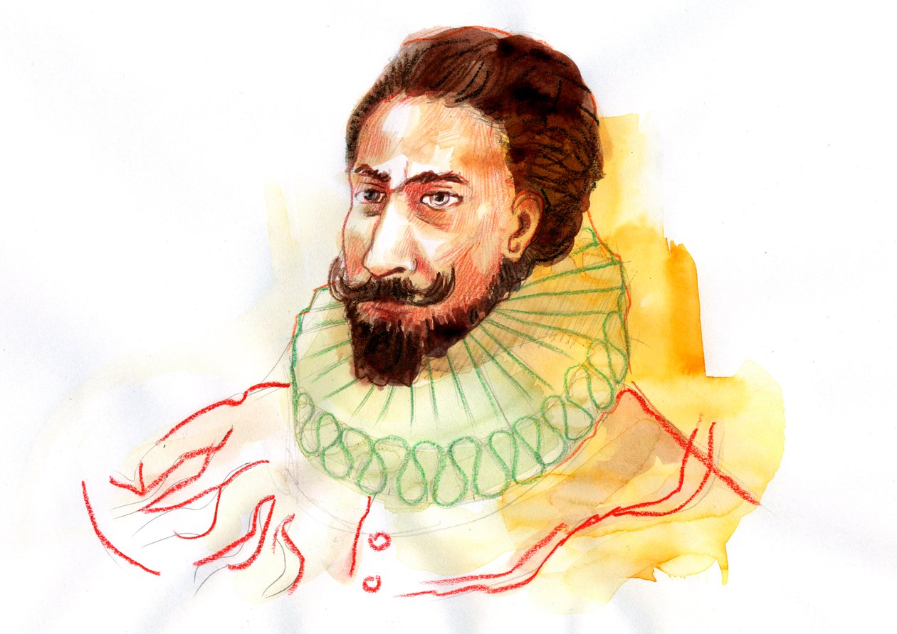 Retrato de Miguel de Cervantes Saavedra (1547-1616) (Retrato do escritor espanhol Miguel de Cervantes Saavedra) de Alessandro Lonati
