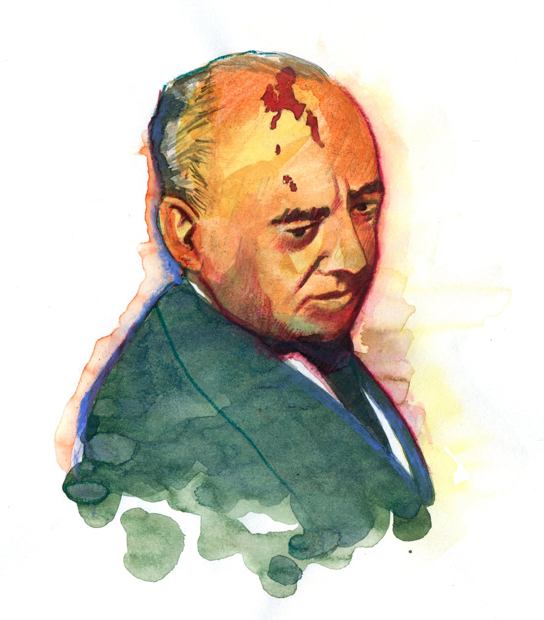 Retrato de Mikhail Gorbachev (Gorbachev ou Gorbachev) (nascido em 1931) político russo de Alessandro Lonati