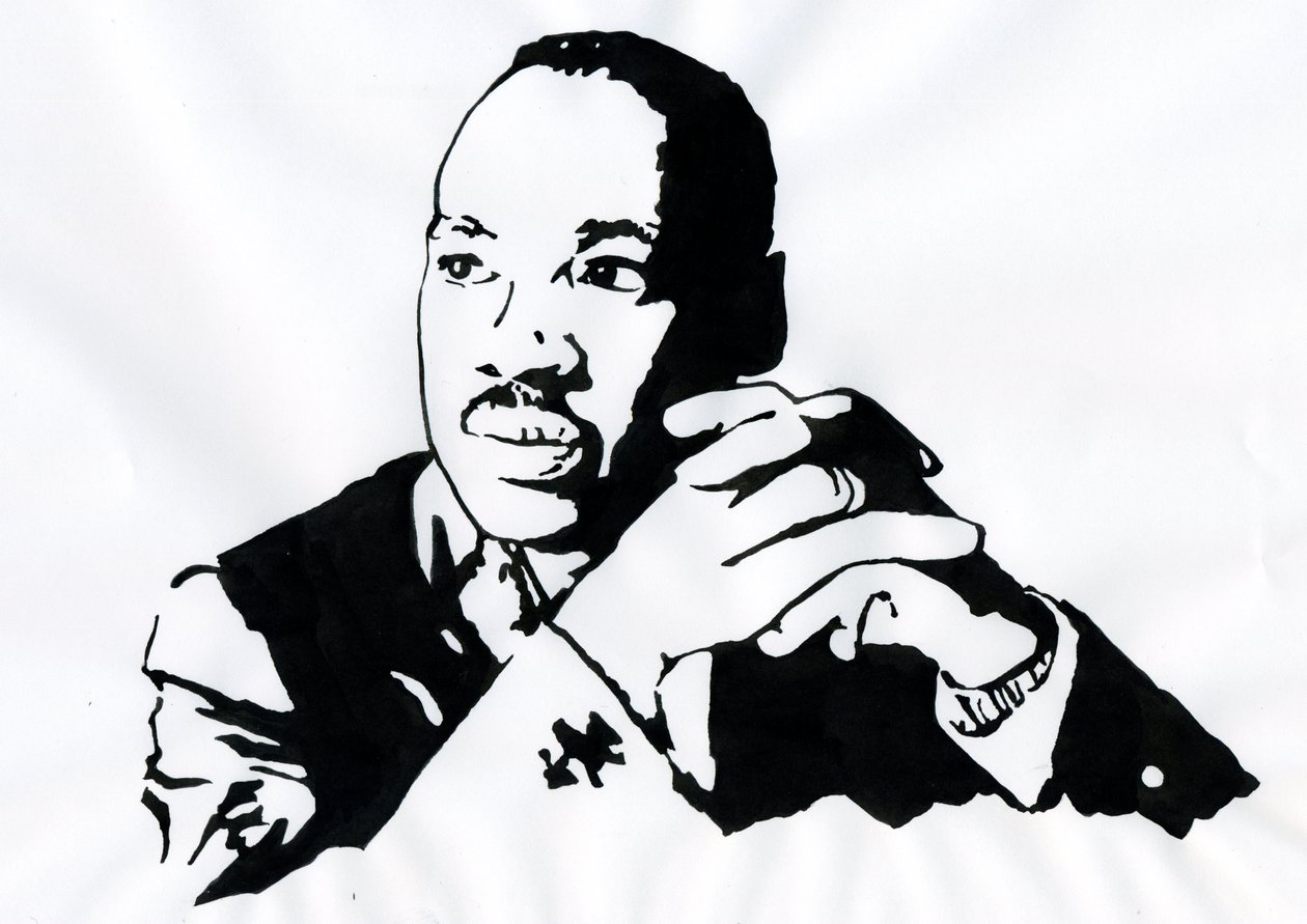 Retrato do Pastor Martin Luther King (1929-1968) Ilustração de Alessandro Lonati