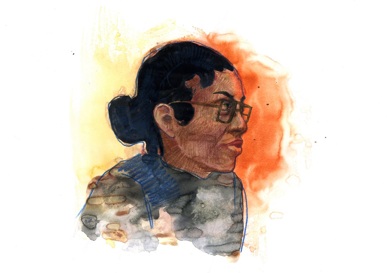Retrato de Rosa Parks (1913-2005) figura icónica na luta contra a segregação racial nos Estados Unidos (activista dos direitos civis afro-americana Rosa Parks) de Alessandro Lonati