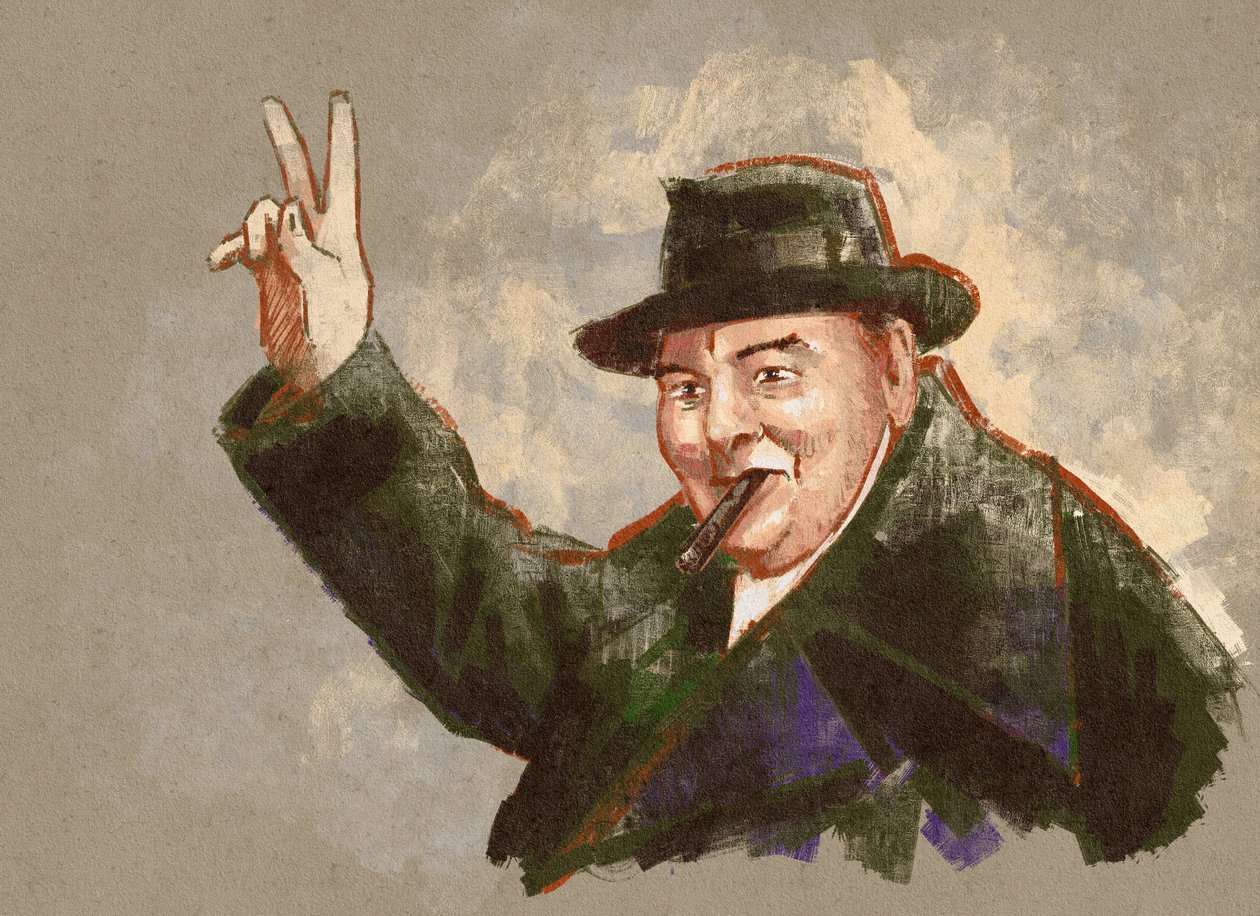 Retrato de Sir Winston Leonard Spencer Churchill (ilustração) de Alessandro Lonati