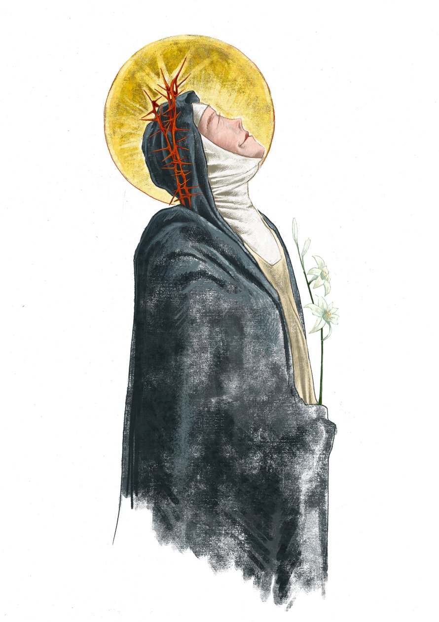 Retrato de Santa Catarina de Siena (desenho) de Alessandro Lonati