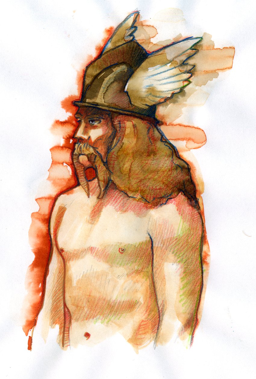 Retrato de Vercingetorix (72-46 a.C.), chefe da federação arverne dos povos gálicos (Retrato do chefe da tribo Arverni Vercingetorix) de Alessandro Lonati