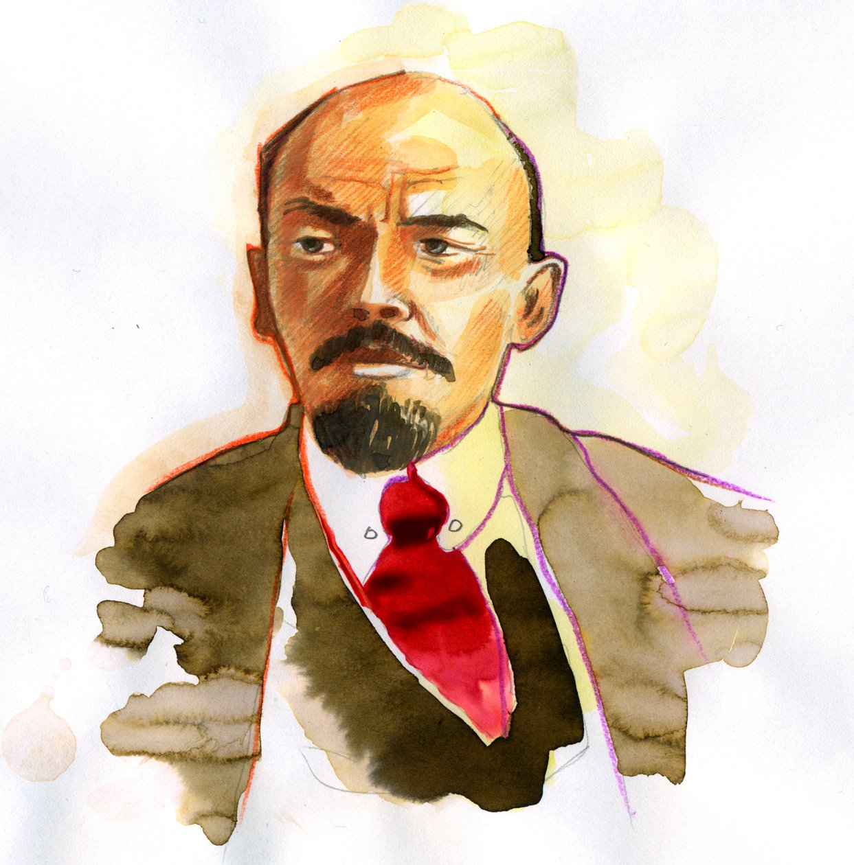 Retrato de Vladimir Lenine (Lenine) (1870-1924), político russo e revolucionário de Alessandro Lonati