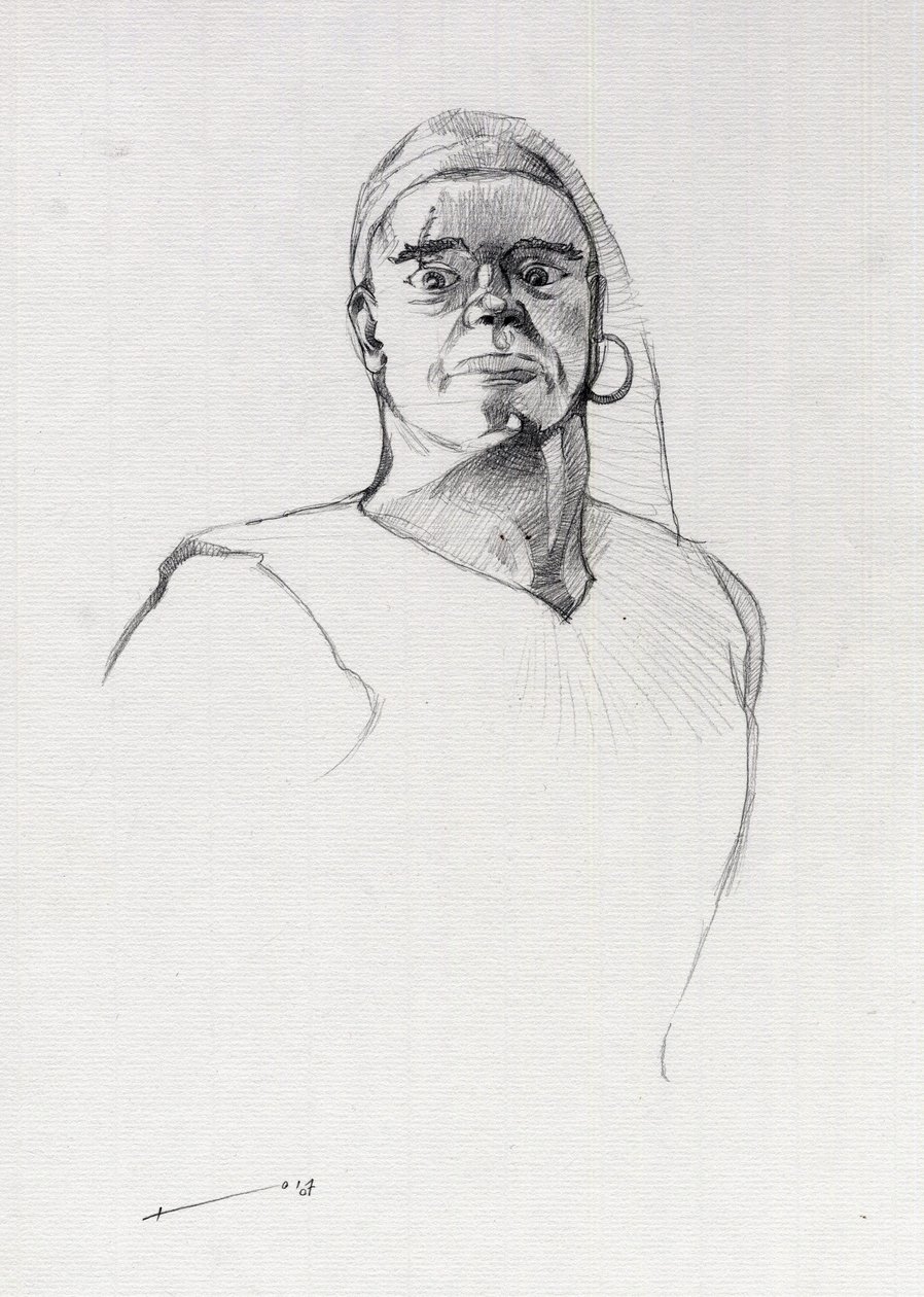 Retrato de um pirata (corsário) ou busto de um marinheiro. Desenho de Alessandro Lonati de Alessandro Lonati