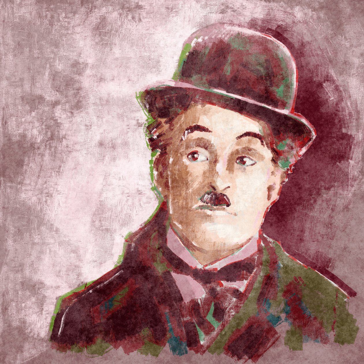 Retrato do actor e realizador Charlie Chaplin (ilustração) de Alessandro Lonati