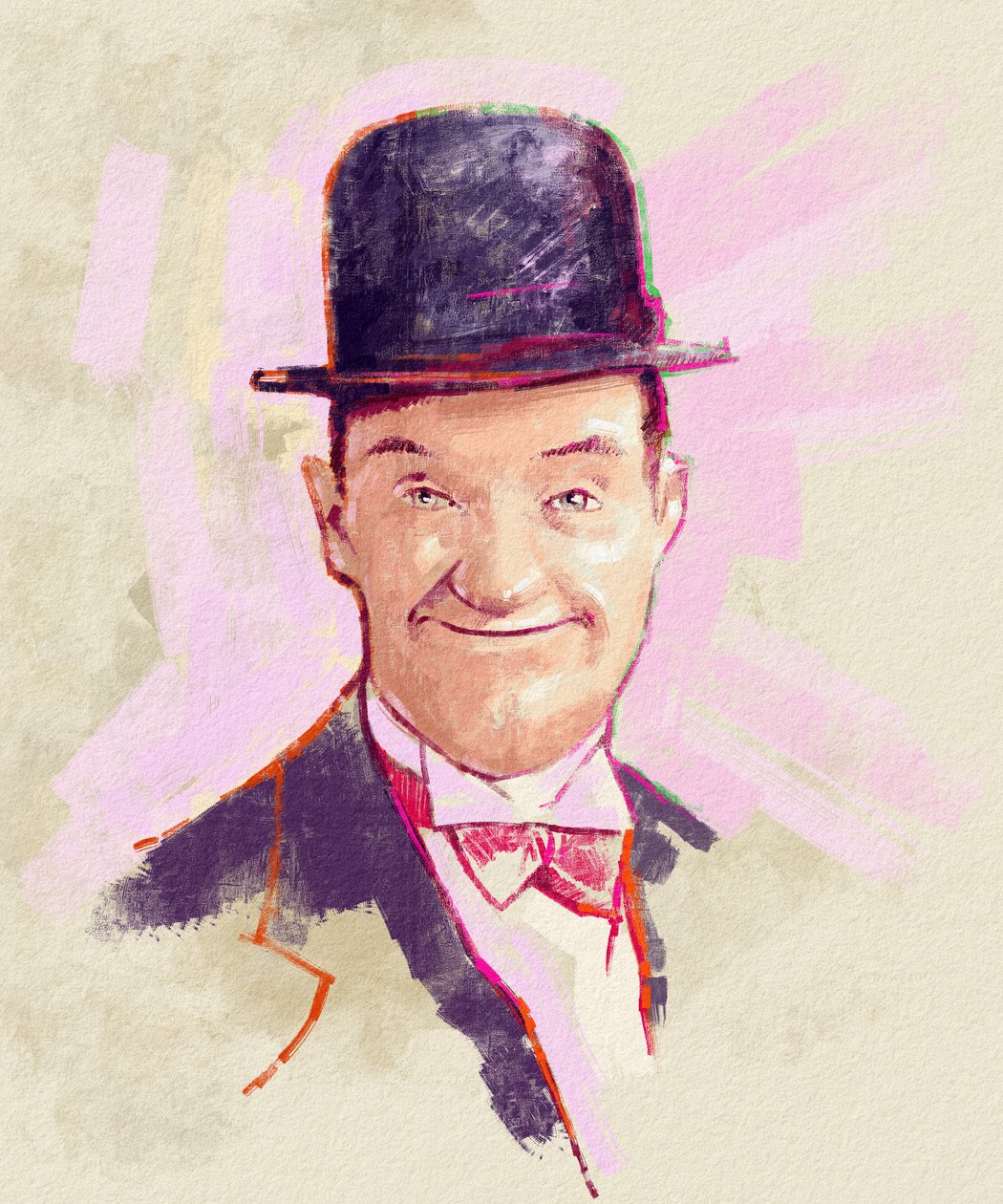 Retrato do comediante Stan Laurel (ilustração) de Alessandro Lonati