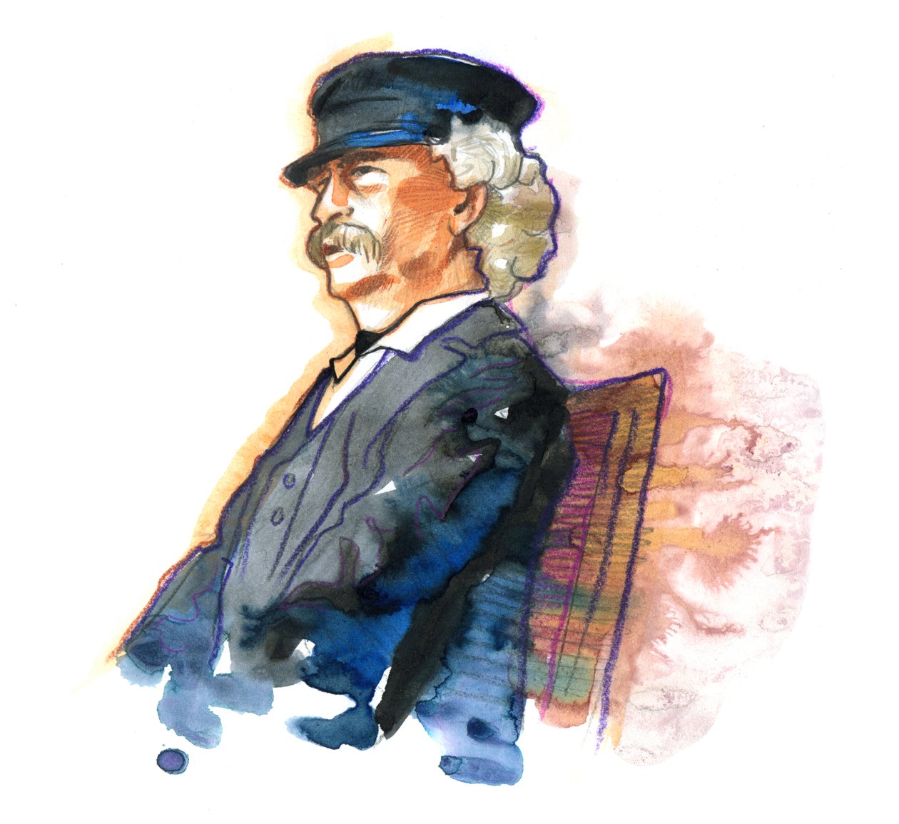 Retrato do escritor americano Mark Twain (1835-1910) de Alessandro Lonati
