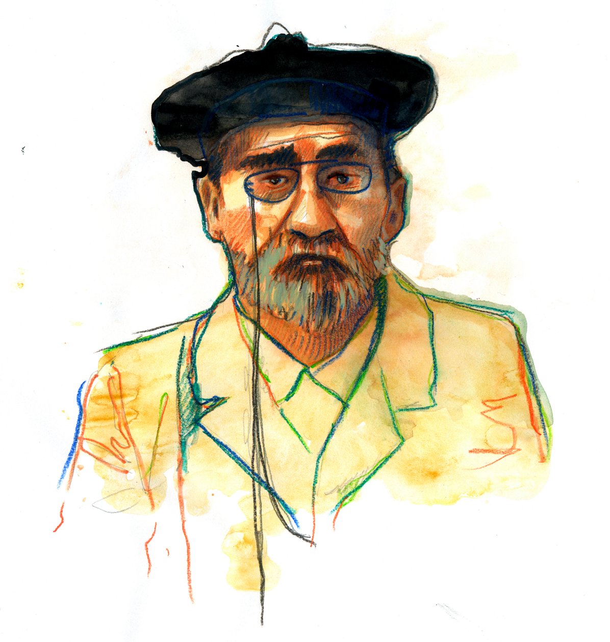Retrato do escritor francês Emile Zola (1840-1902) (Retrato do romancista inglês Emile Zola) de Alessandro Lonati