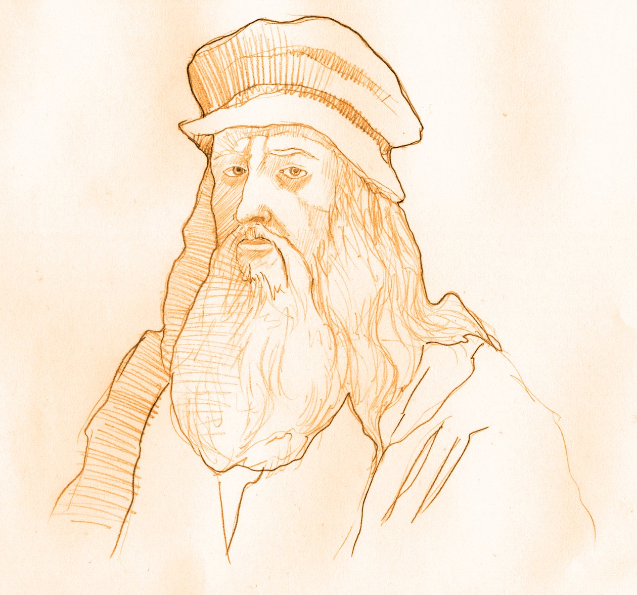Retrato do artista e cientista italiano Leonard de Vinci (Leonardo da Vinci) (1452-1519) (Retrato do polimata italiano Leonardo da Vinci) de Alessandro Lonati