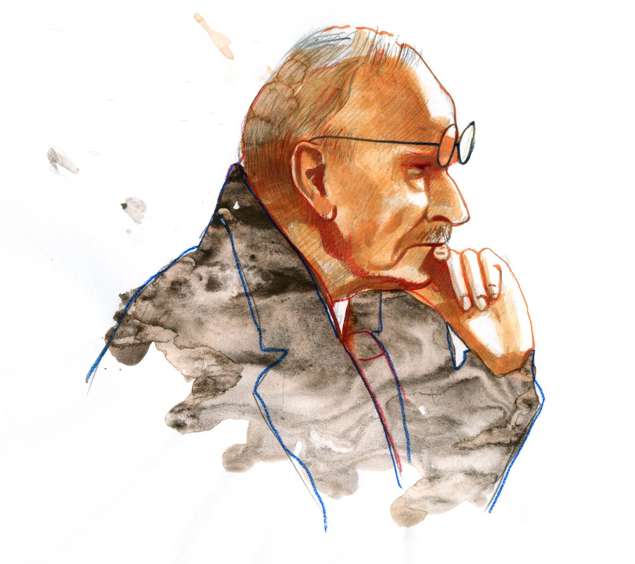 Retrato do médico psiquiatra suíço Carl Gustav Jung (1875-1961) (Retrato do psiquiatra e psicoterapeuta suíço Carl Jung que fundou a psicologia analítica) de Alessandro Lonati
