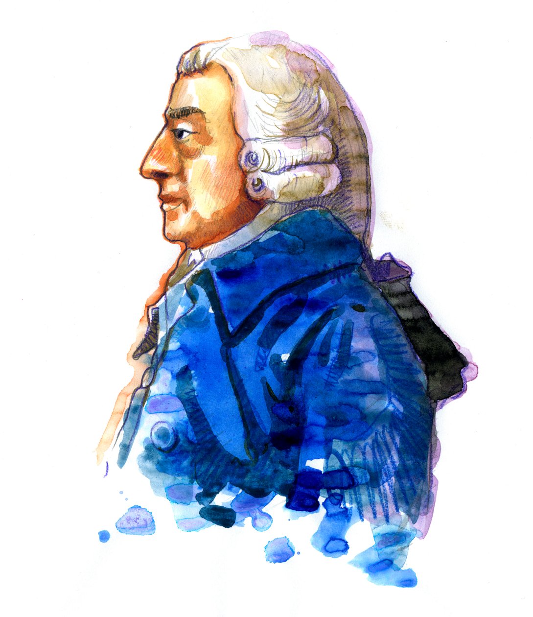 Retrato do filósofo e economista Adam Smith (1723-1790) Desenho de Alessandro Lonati