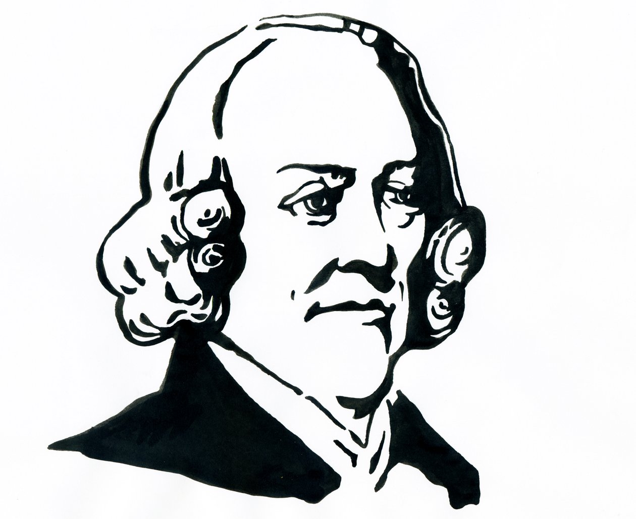 Retrato do filósofo e economista Adam Smith (1723-1790) Desenho de Alessandro Lonati