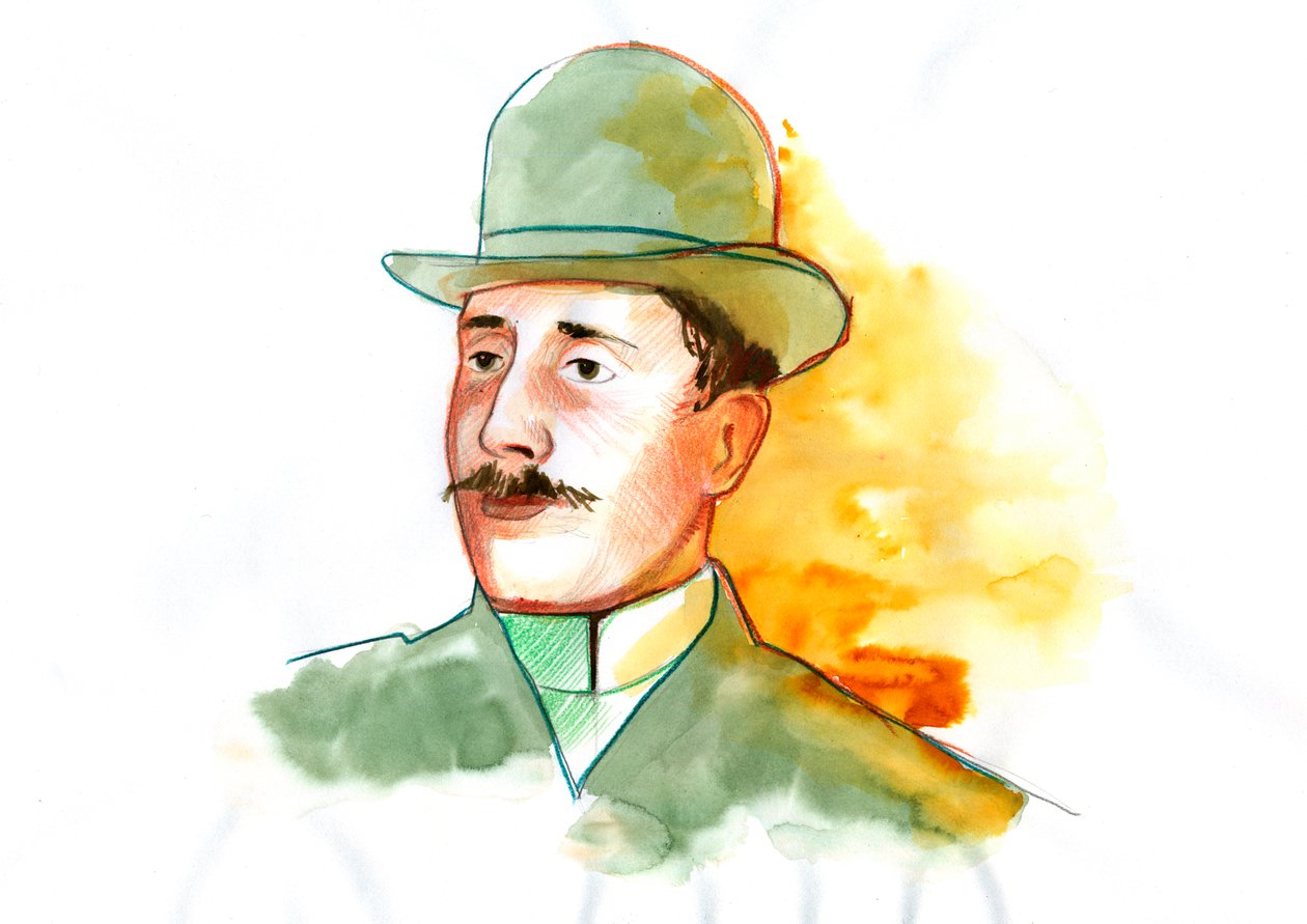 Retrato do poeta Guillaume Apollinaire (1880-1918) (poeta inglês Guillaume Apollinaire) de Alessandro Lonati
