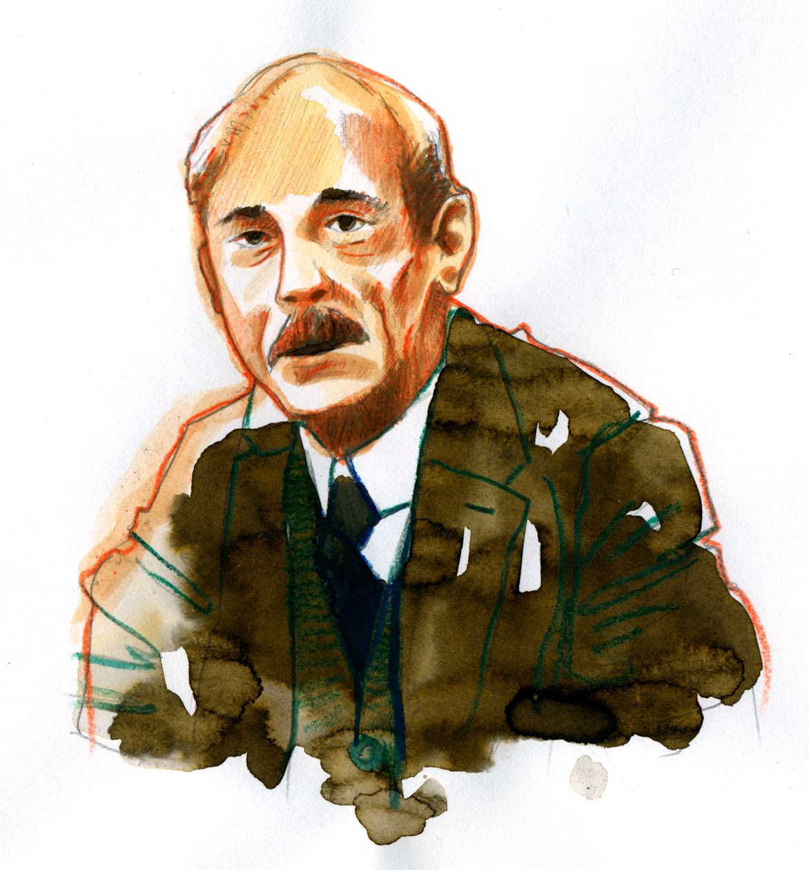 Retrato do escritor Paul Valery (Retrato do escritor inglês Paul Valery) de Alessandro Lonati