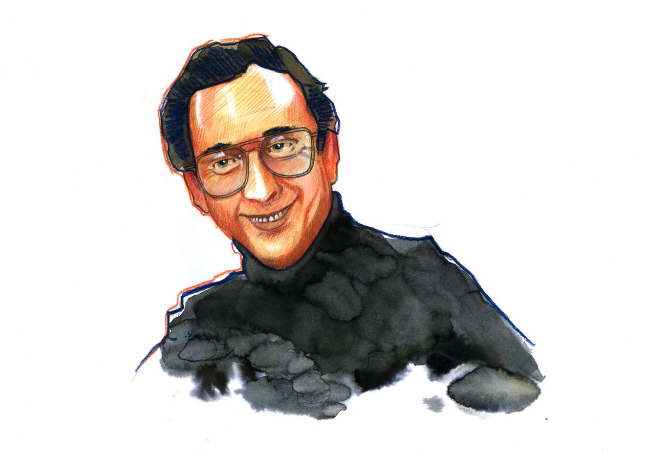 Retrato do escritor e comediante Harold Pinter (1930-2008) (dramaturgo, argumentista, realizador e actor inglês Harold Pinter) Desenho de Alessandro Lonati de Alessandro Lonati