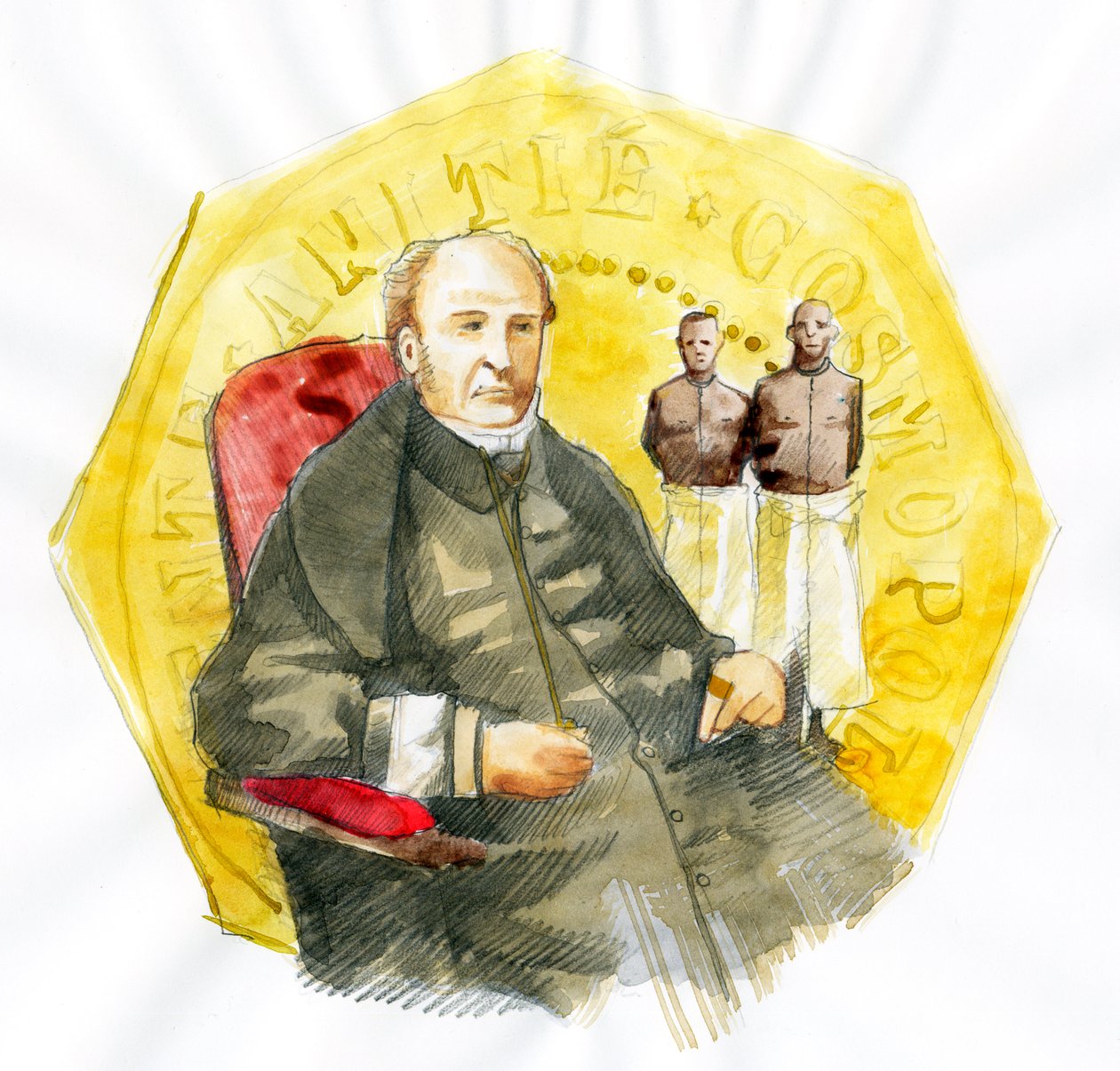 Representação de Victor Schoelcher (1804-1893) político francês (Retrato do escritor abolicionista francês Victor Schoelcher) Ilustração de Alessandro Lonati de Alessandro Lonati