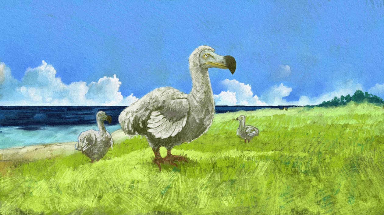 Representação da ave de dodô extinta (ilustração) de Alessandro Lonati