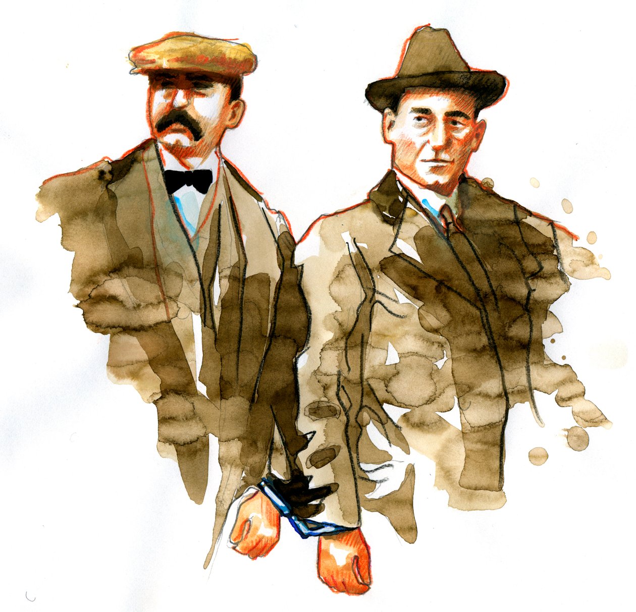 Caso Sacco e Vanzetti: retrato dos anarquistas italianos Bartolomeo Vanzetti (à esquerda) e Nicola Zacco - (Retrato dos anarquistas italianos Bartolomeo Vanzetti (à esquerda) e Nicola Sacco) de Alessandro Lonati
