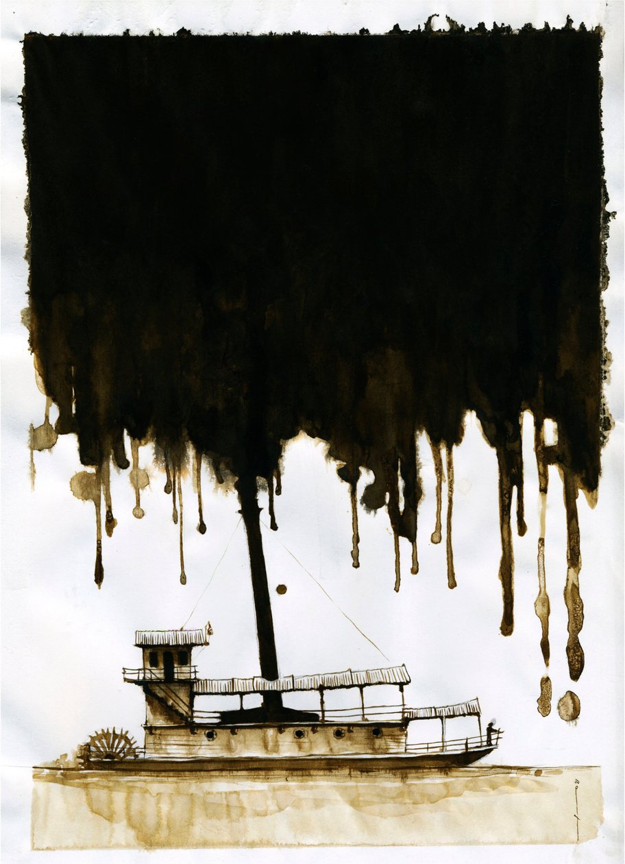 Ilustração a vapor do novo "In the Heart of Darkness" de Joseph Conrad. 2012 de Alessandro Lonati