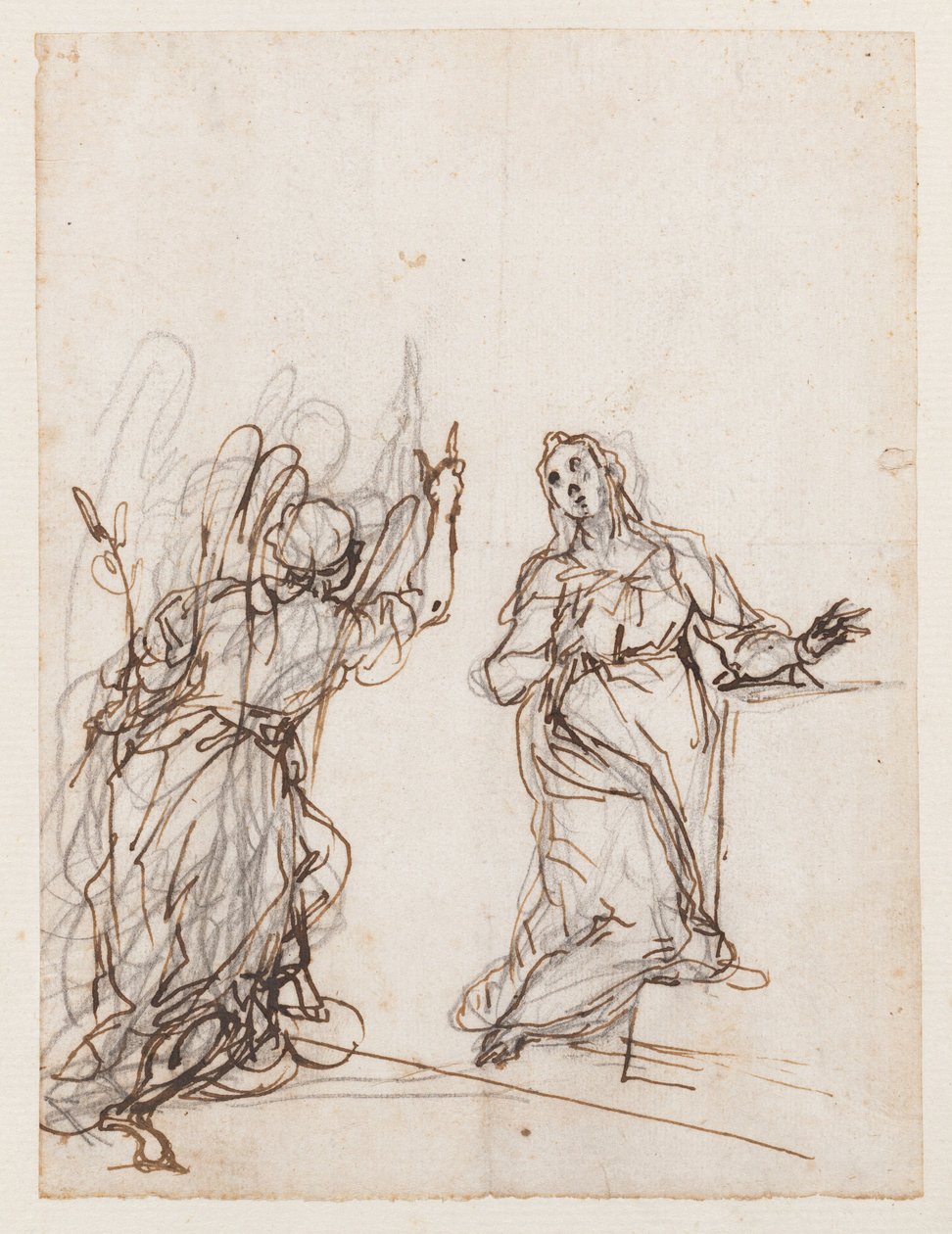 A Anunciação, início do século XVII (desenho a pena e tinta) de Alessandro Maganza
